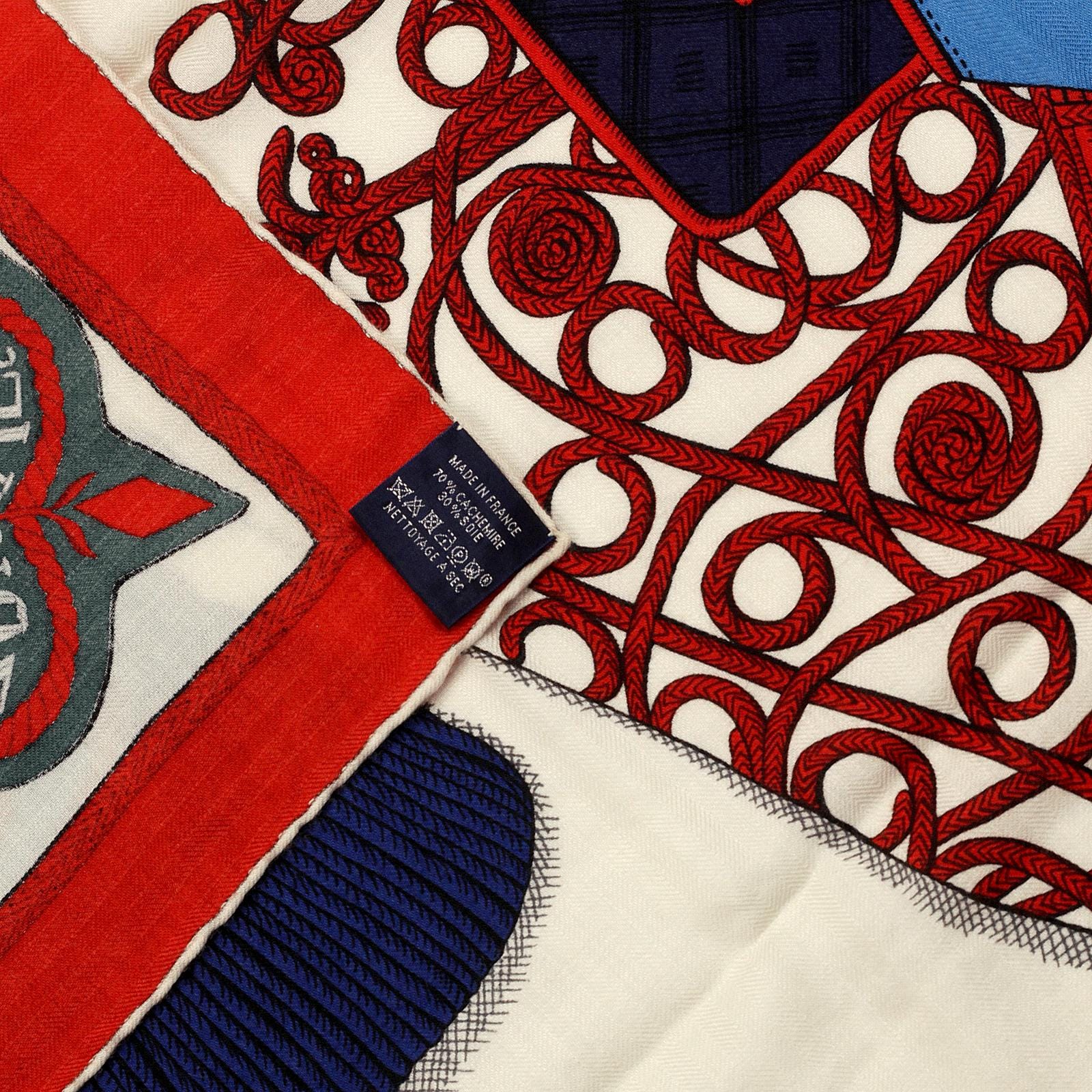 Hermes Cashmere Shawl 140cm "Zouaves et Dragons" by Virginie Jamin | Scarf Carre Foulard