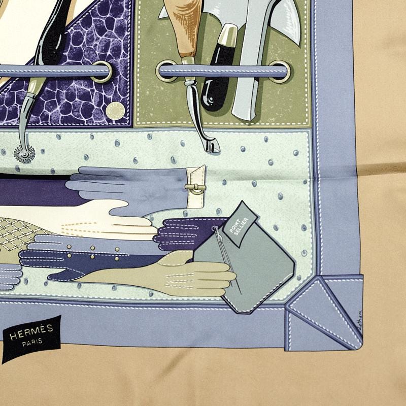 Hermes Scarf "Tout Cuir" by Caty Latham 90cm Silk | Foulard Carre