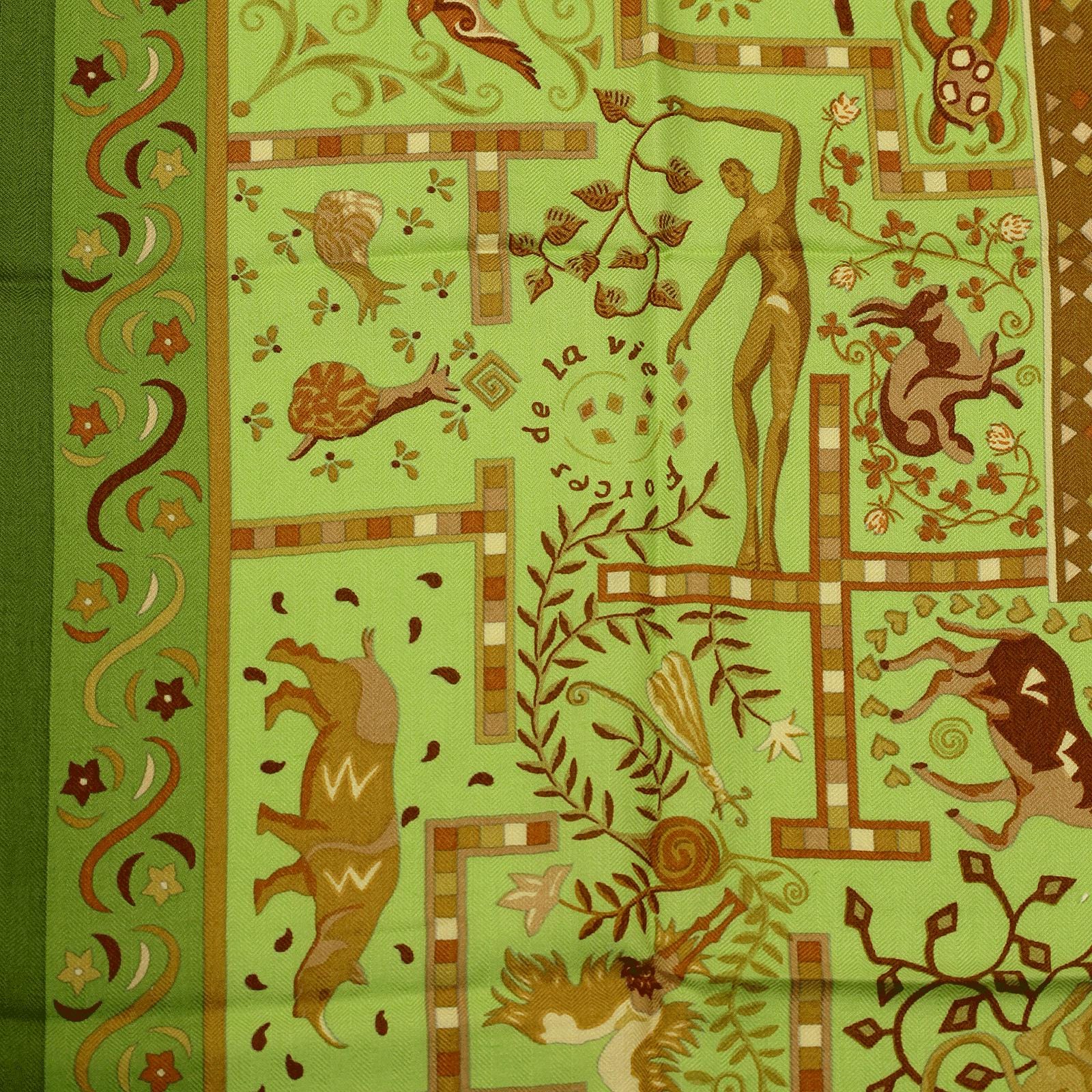 Hermes Scarf "Forces de la Vie" by Christine Henry 90cm Cashmere | Carre Foulard
