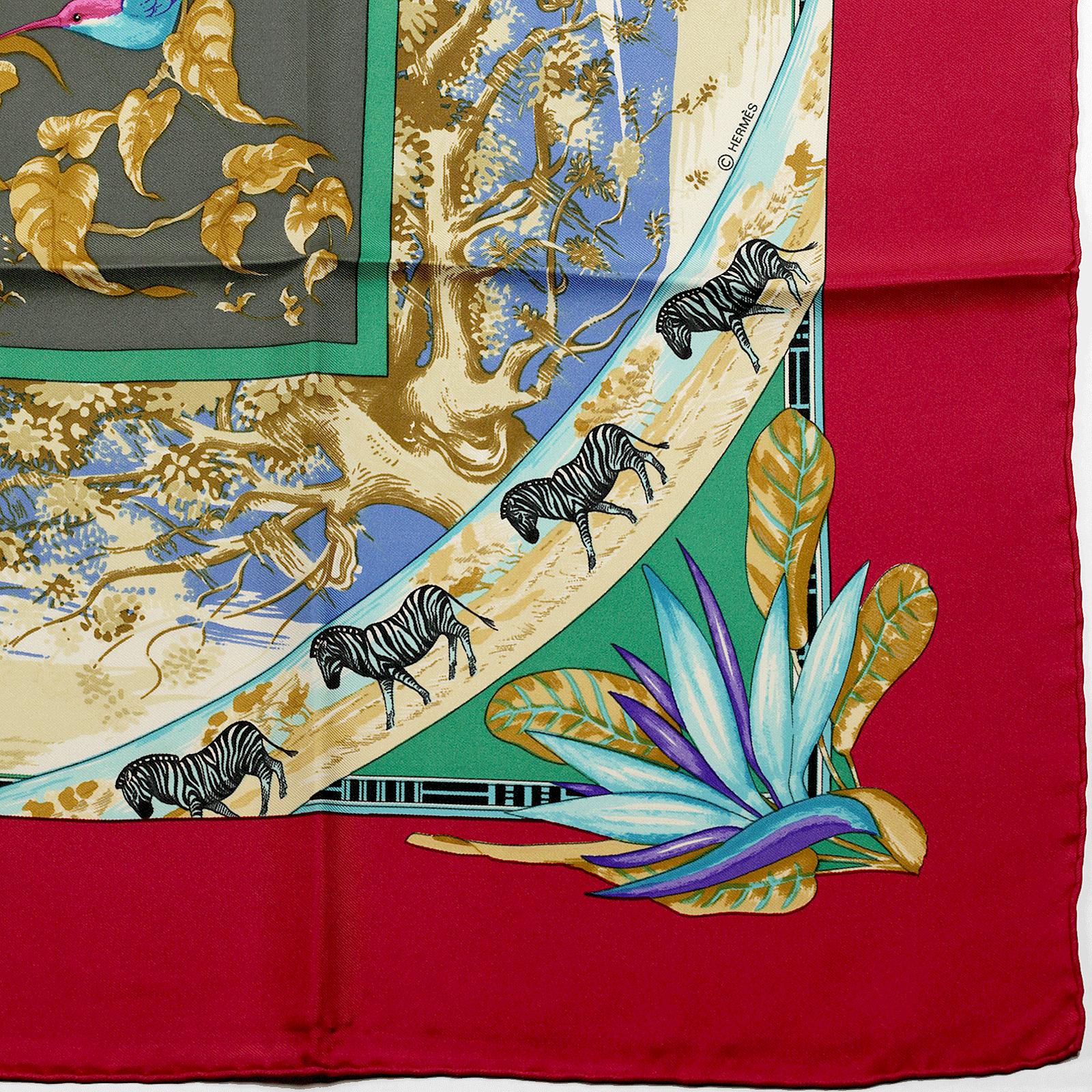 Hermes Scarf "Tropiques" by Laurence Bourthoumieux Vintage 90cm Silk | Carre Foulard