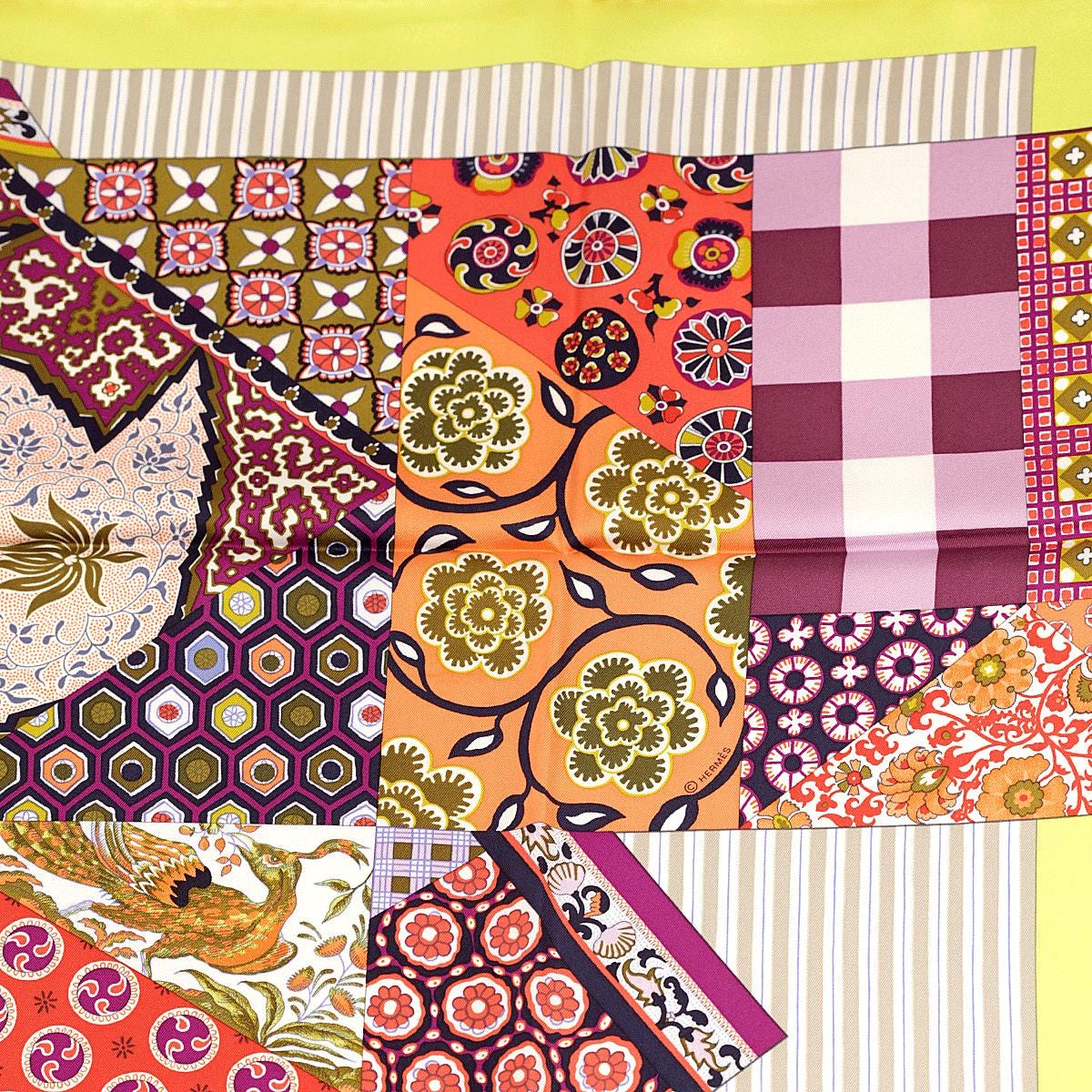 Hermes Scarf "L'Art du Sarasa" by Aline Honore 90cm Silk