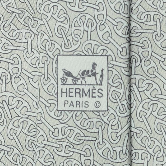 Hermes Men's Silk Tie Geometric Chaine d'Ancre Pattern 5186 | Necktie Cravate