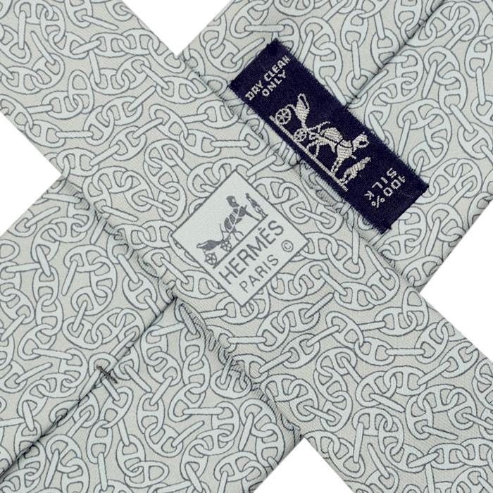 Hermes Men's Silk Tie Geometric Chaine d'Ancre Pattern 5186 | Necktie Cravate