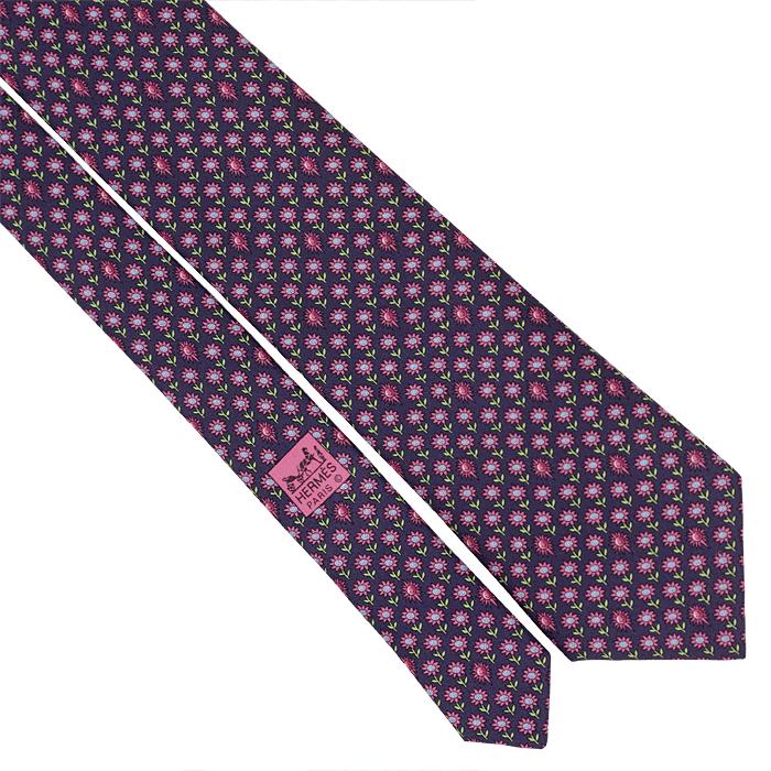 Hermes Men's Silk Tie Whimsical Sunflowers Pattern 5074 | Necktie Cravate
