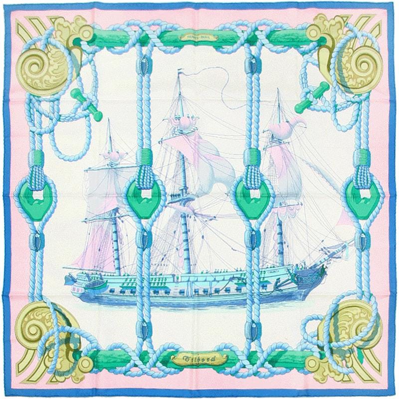 Hermes Scarf "Tribord" by Julia Abadie 90cm Silk | Carre Foulard