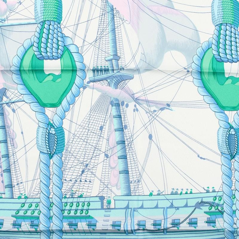 Hermes Scarf "Tribord" by Julia Abadie 90cm Silk | Carre Foulard