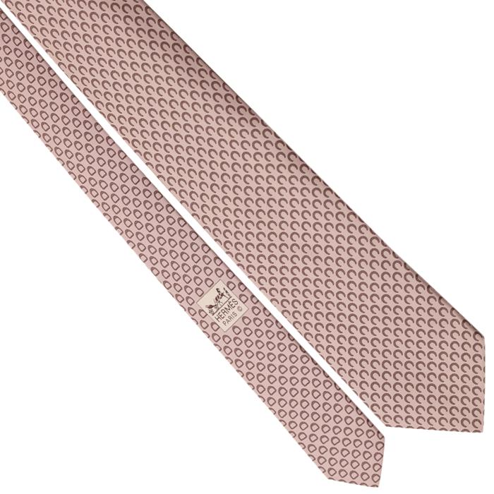 Hermes Men's Silk Tie Geometric Horseshoes and Stirrups Pattern 625655
