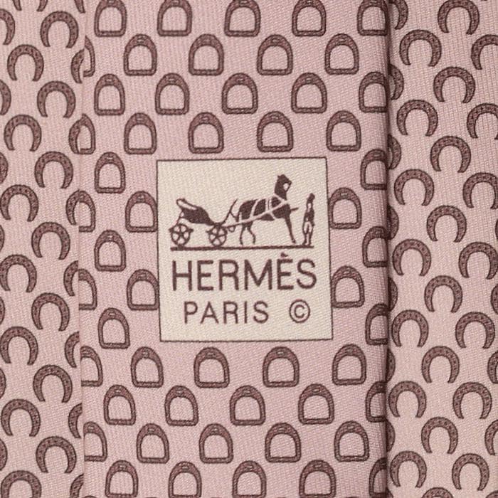 Hermes Men's Silk Tie Geometric Horseshoes and Stirrups Pattern 625655 | Necktie Cravate