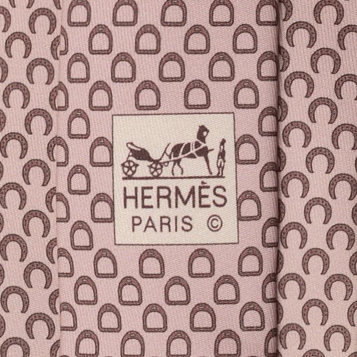 Hermes Men's Silk Tie Geometric Horseshoes and Stirrups Pattern 625655