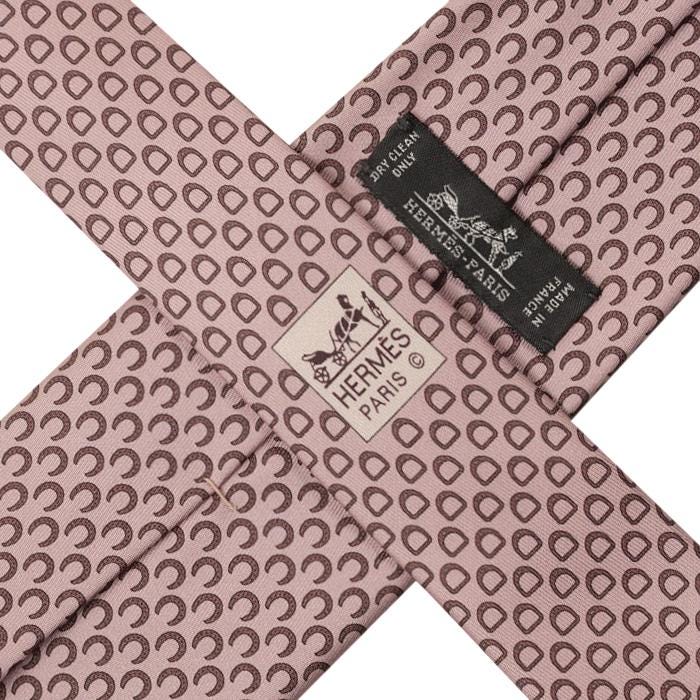 Hermes Men's Silk Tie Geometric Horseshoes and Stirrups Pattern 625655