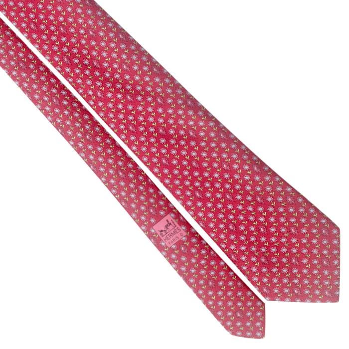 Hermes Men's Silk Tie Whimsical Sunflowers Pattern 5074 | Necktie Cravate