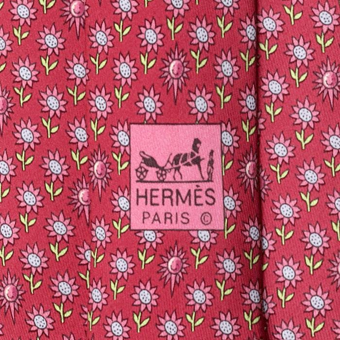 Hermes Men's Silk Tie Whimsical Sunflowers Pattern 5074 | Necktie Cravate