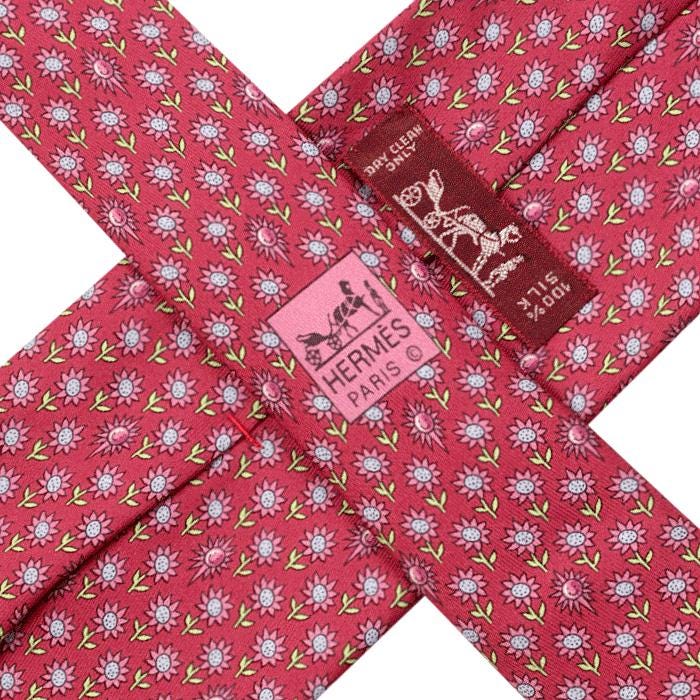 Hermes Men's Silk Tie Whimsical Sunflowers Pattern 5074 | Necktie Cravate