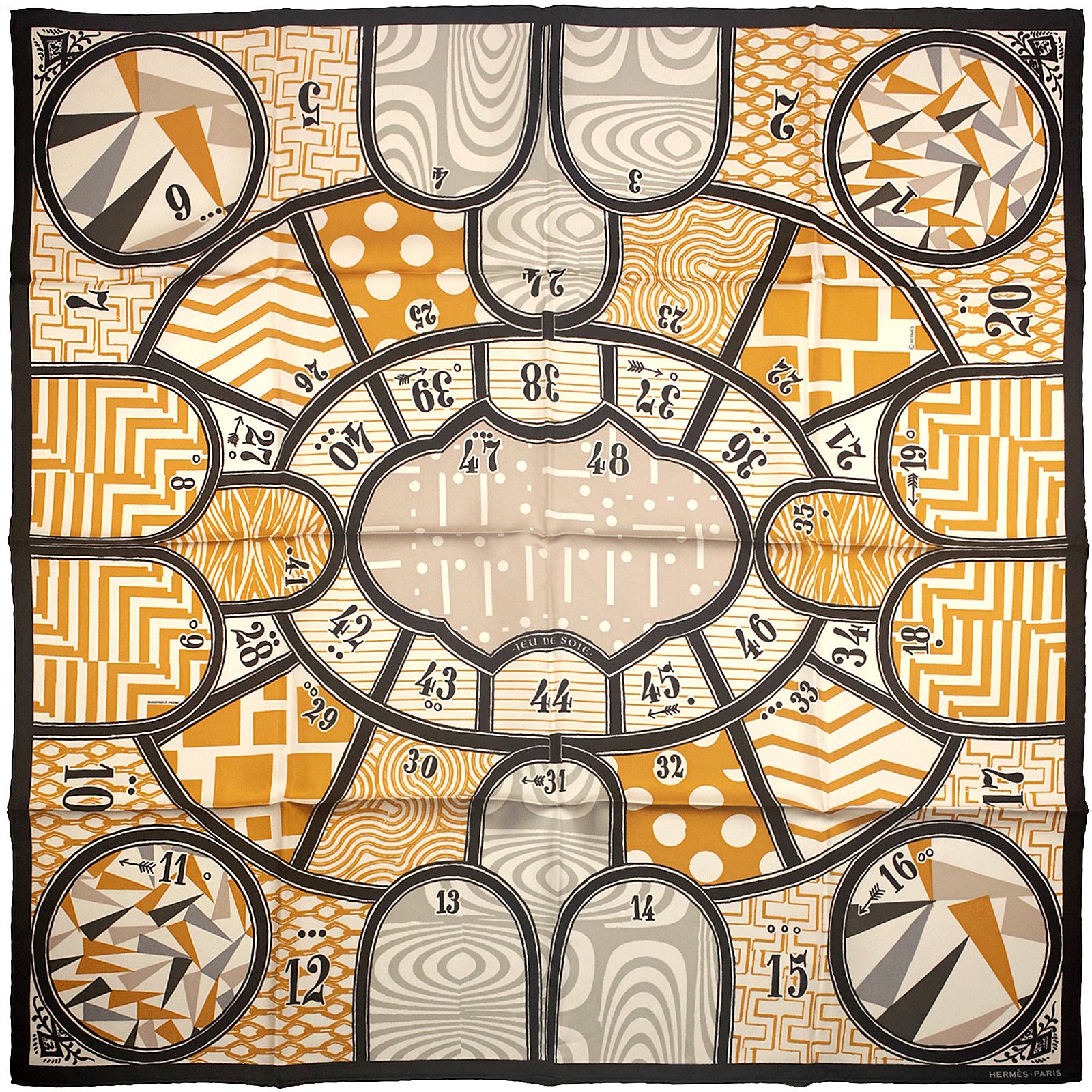 Hermes Scarf "Jeu de Soie" by Giancarlo Pagni 90cm Silk