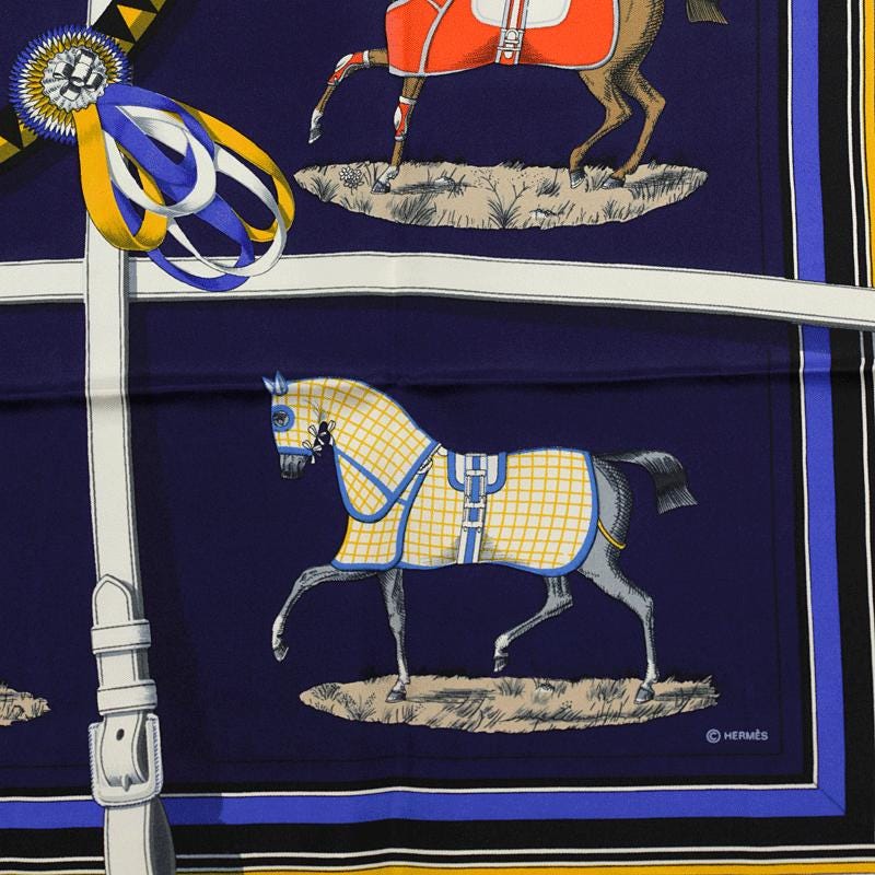 Hermes Scarf "Couvertures et Tenues" by Jacques Eudel 90cm Silk