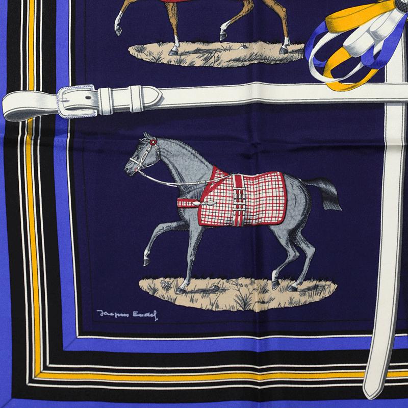Hermes Scarf "Couvertures et Tenues" by Jacques Eudel 90cm Silk