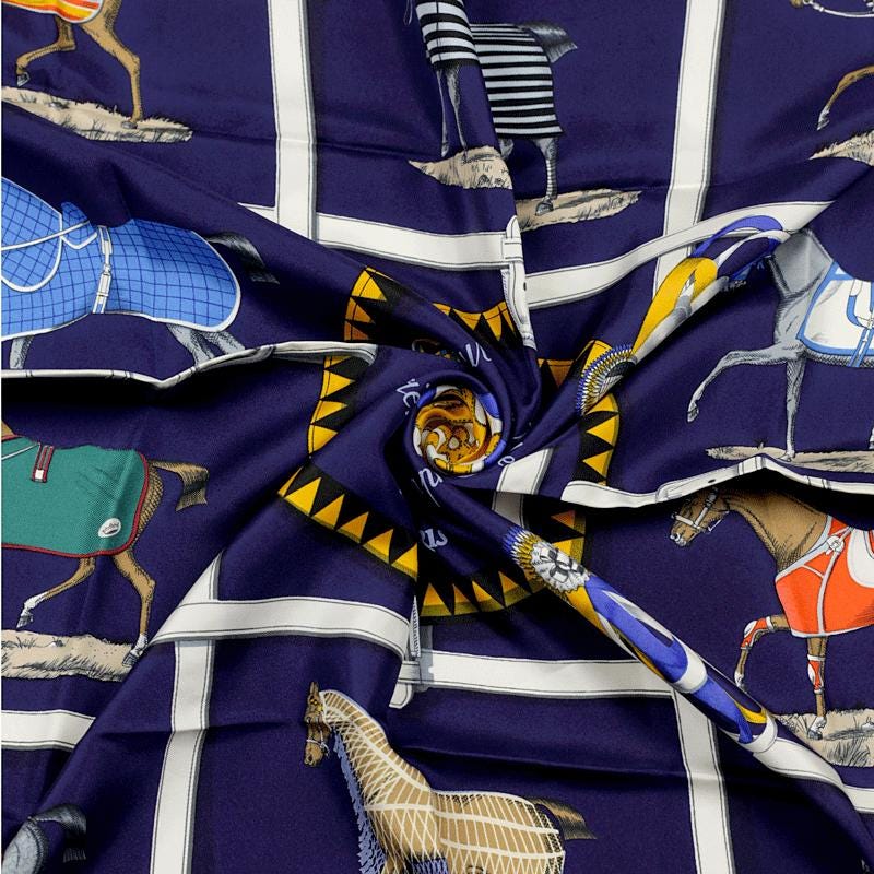 Hermes Scarf "Couvertures et Tenues" by Jacques Eudel 90cm Silk
