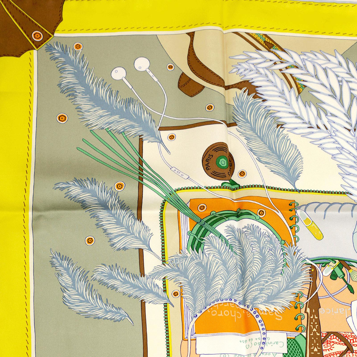Hermes Scarf "Bagage a Main" by Rosa Maria Unda Souki 90cm Silk