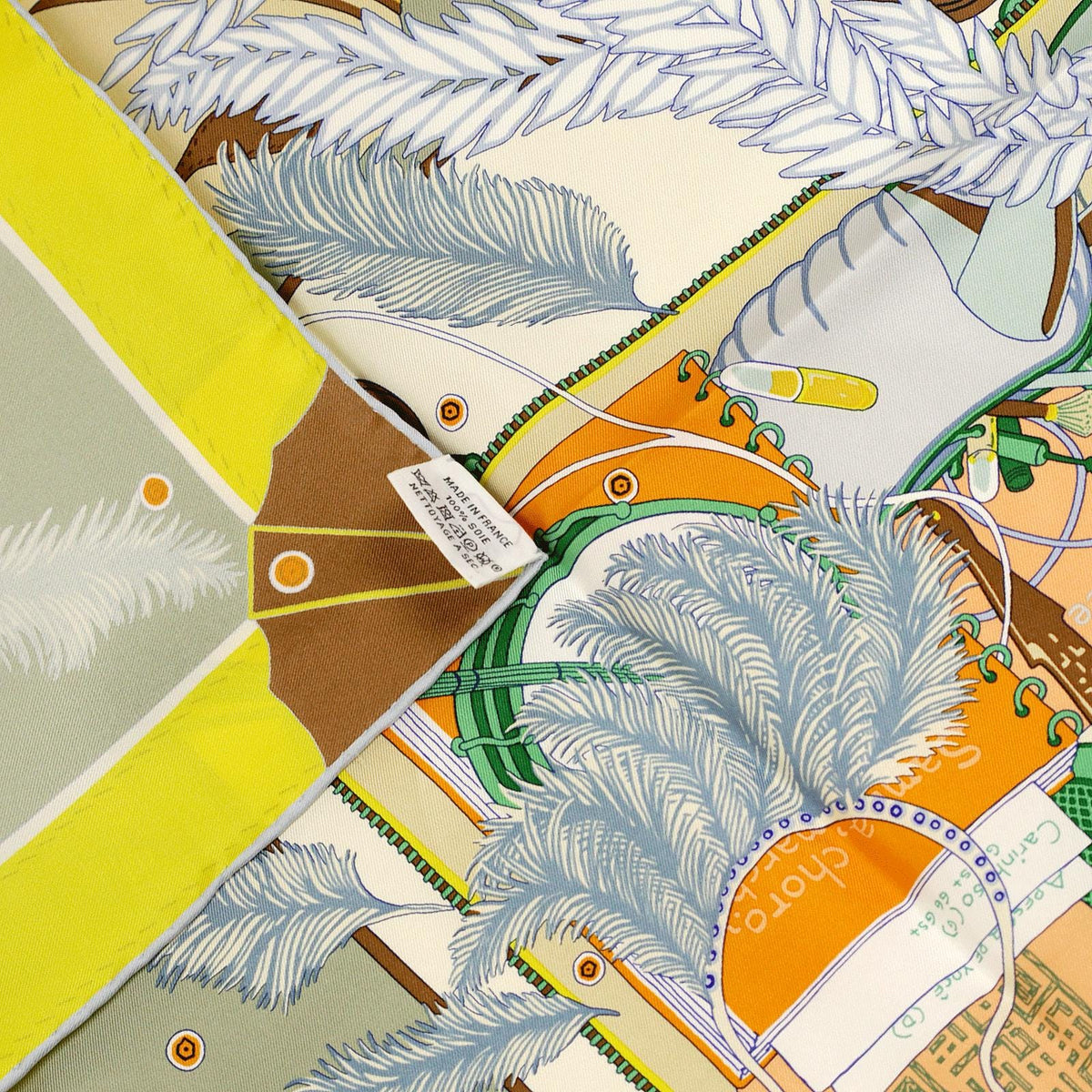 Hermes Scarf "Bagage a Main" by Rosa Maria Unda Souki 90cm Silk