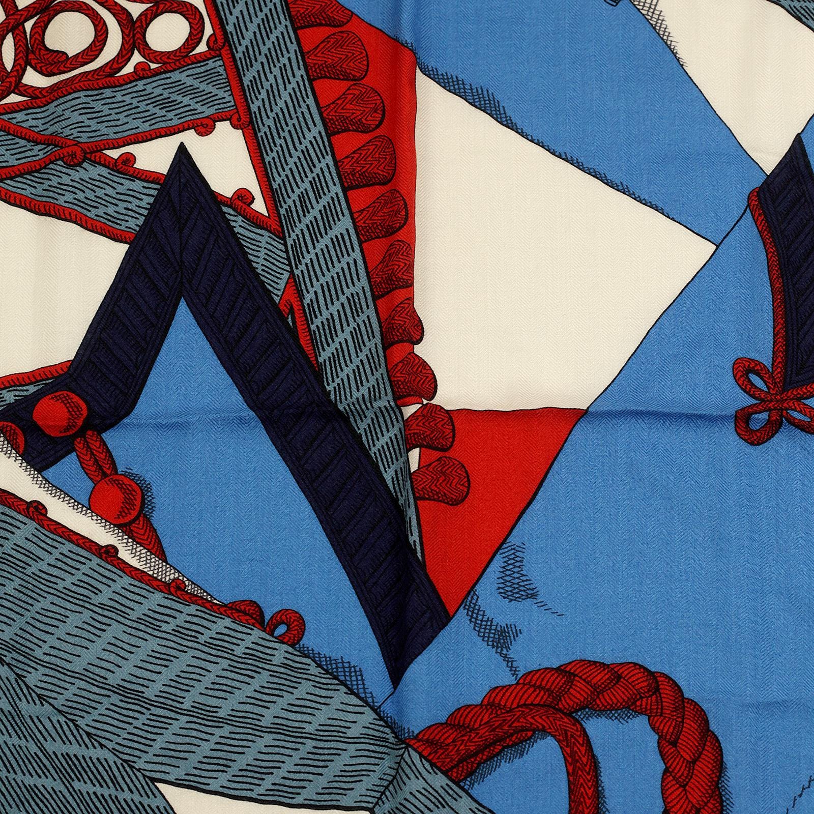 Hermes Cashmere Shawl 140cm "Zouaves et Dragons" by Virginie Jamin | Scarf Carre Foulard