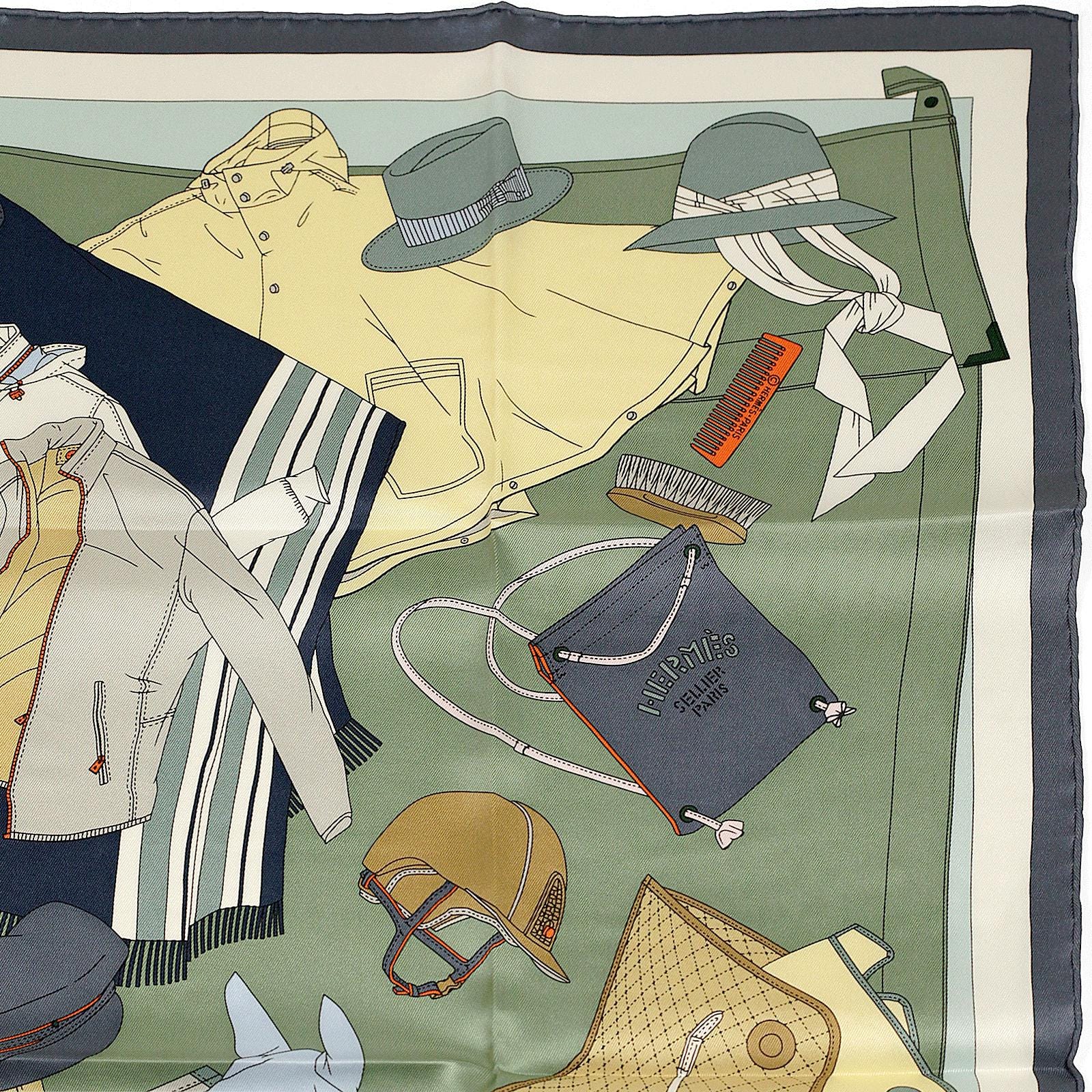 Hermes Scarf "Pele-Mele Sellier" by Thibaut Huchard 70cm Silk | Carre Foulard