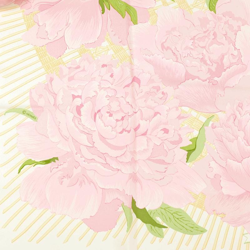 Hermes Scarf "Pivoines" by Christiane Vauzelles Vintage 90cm Silk