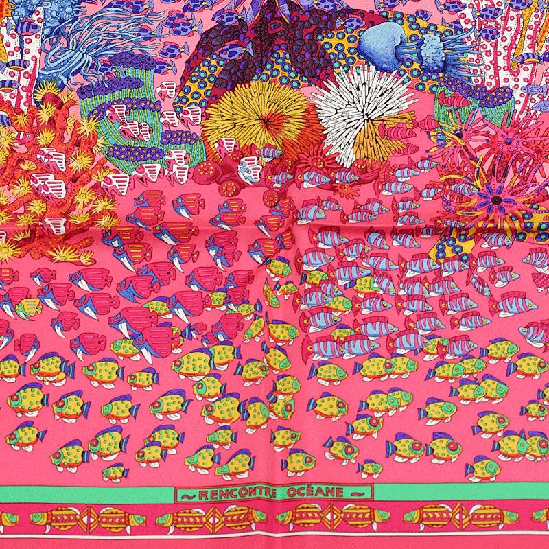 Hermes Scarf "Rencontre Oceane" by Annie Faivre 90cm Silk | Carre Foulard