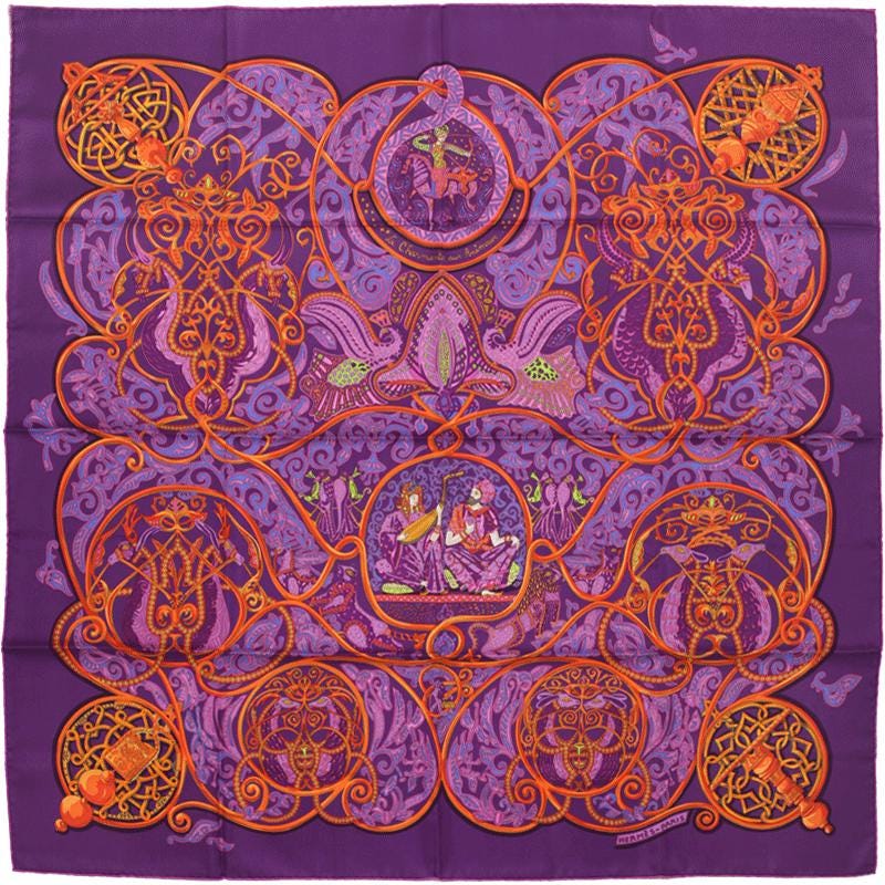 Hermes Scarf "La Charmante aux Animaux" by Annie Faivre 90cm Silk | Carre Foulard