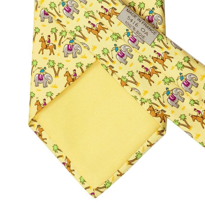 Hermes Men's Silk Tie Whimsical Elephant Jockeys Pattern 5416 | Necktie Cravate