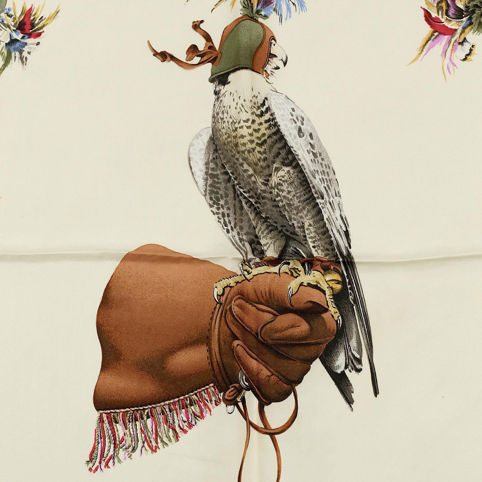 Hermes Scarf "Chasse a Vol" by Henri de Linares 90cm Silk | Carre Foulard