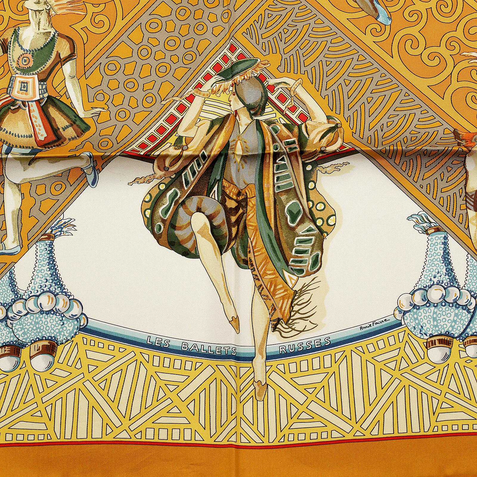 Hermes Scarf "Les Ballets Russes" by Annie Faivre 90cm Silk | Carre Foulard