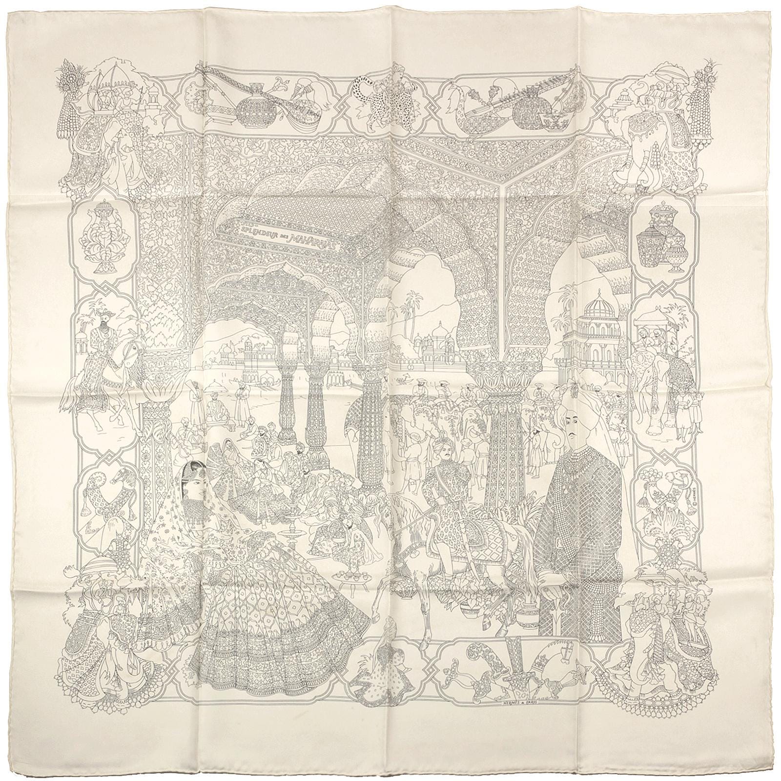 Hermes Scarf "Splendeur des Maharajas" by Catherine Baschet 90cm Silk | Foulard Carre