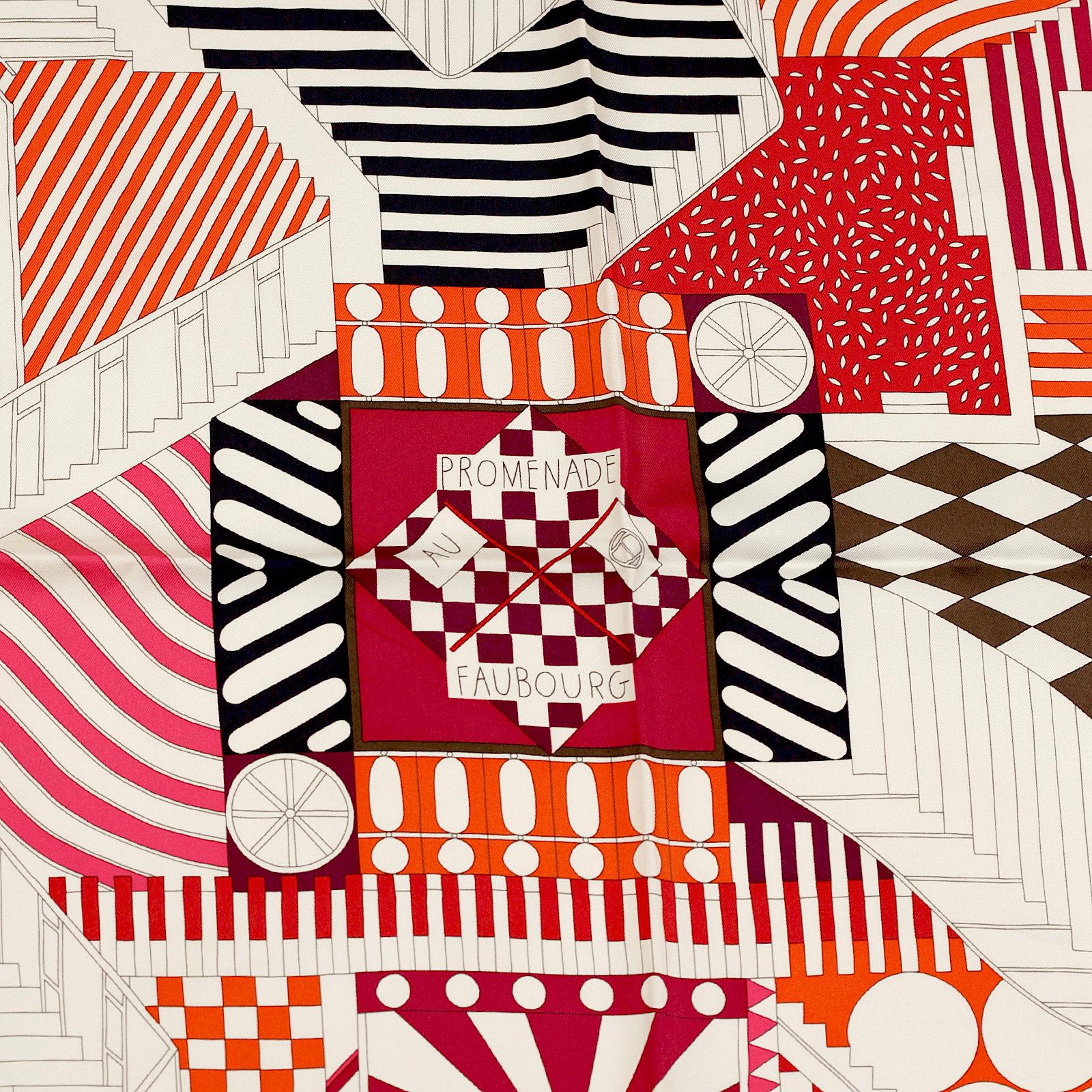 Hermes Scarf "Promenade au Faubourg" by Nigel Peake 90cm Silk | Carre Foulard