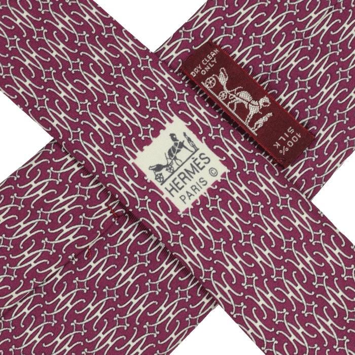 Hermes Men's Silk Tie Geometric H Pattern 7169