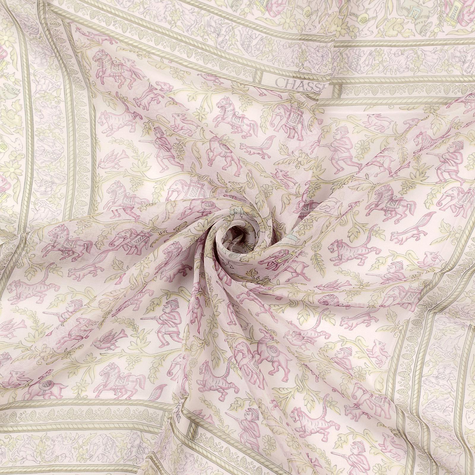 Hermes Scarf Mousseline "Chasse en Inde" by Michel Duchene 90cm Silk | Carre Foulard Chiffon