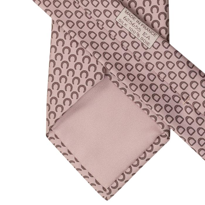 Hermes Men's Silk Tie Geometric Horseshoes and Stirrups Pattern 625655