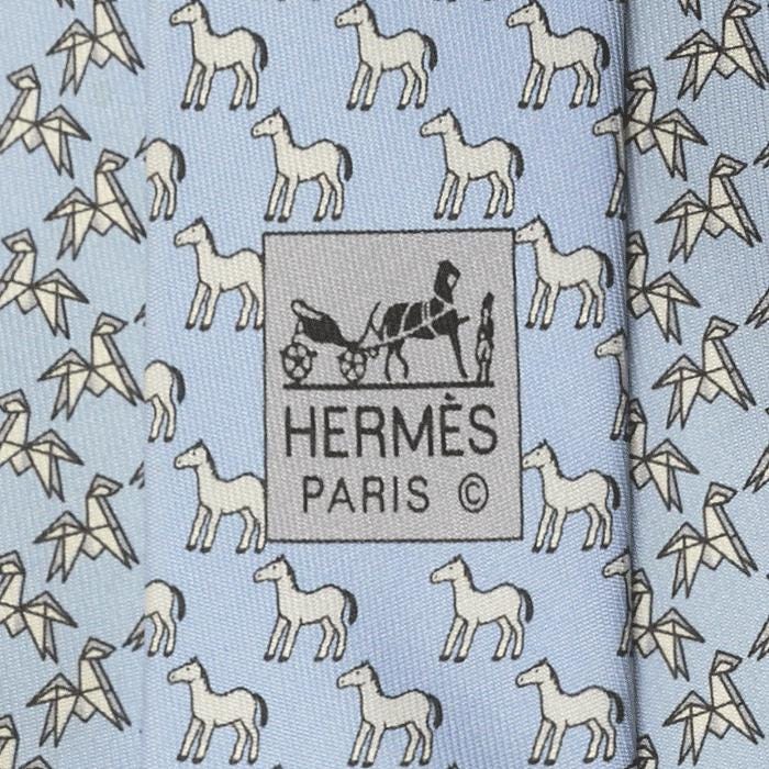 Hermes Men's Silk Tie Whimsical Origami Horse Pattern 625747 | Necktie Cravate