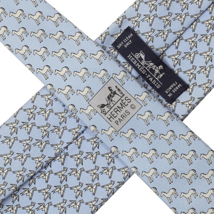Hermes Men's Silk Tie Whimsical Origami Horse Pattern 625747 | Necktie Cravate