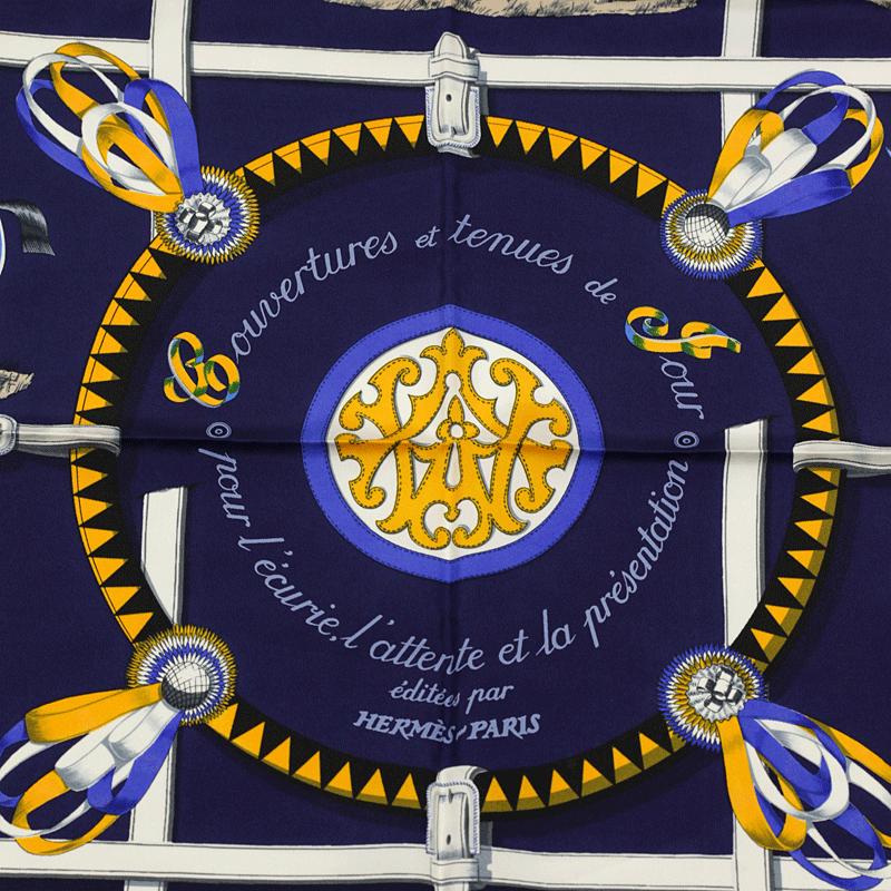 Hermes Scarf "Couvertures et Tenues" by Jacques Eudel 90cm Silk