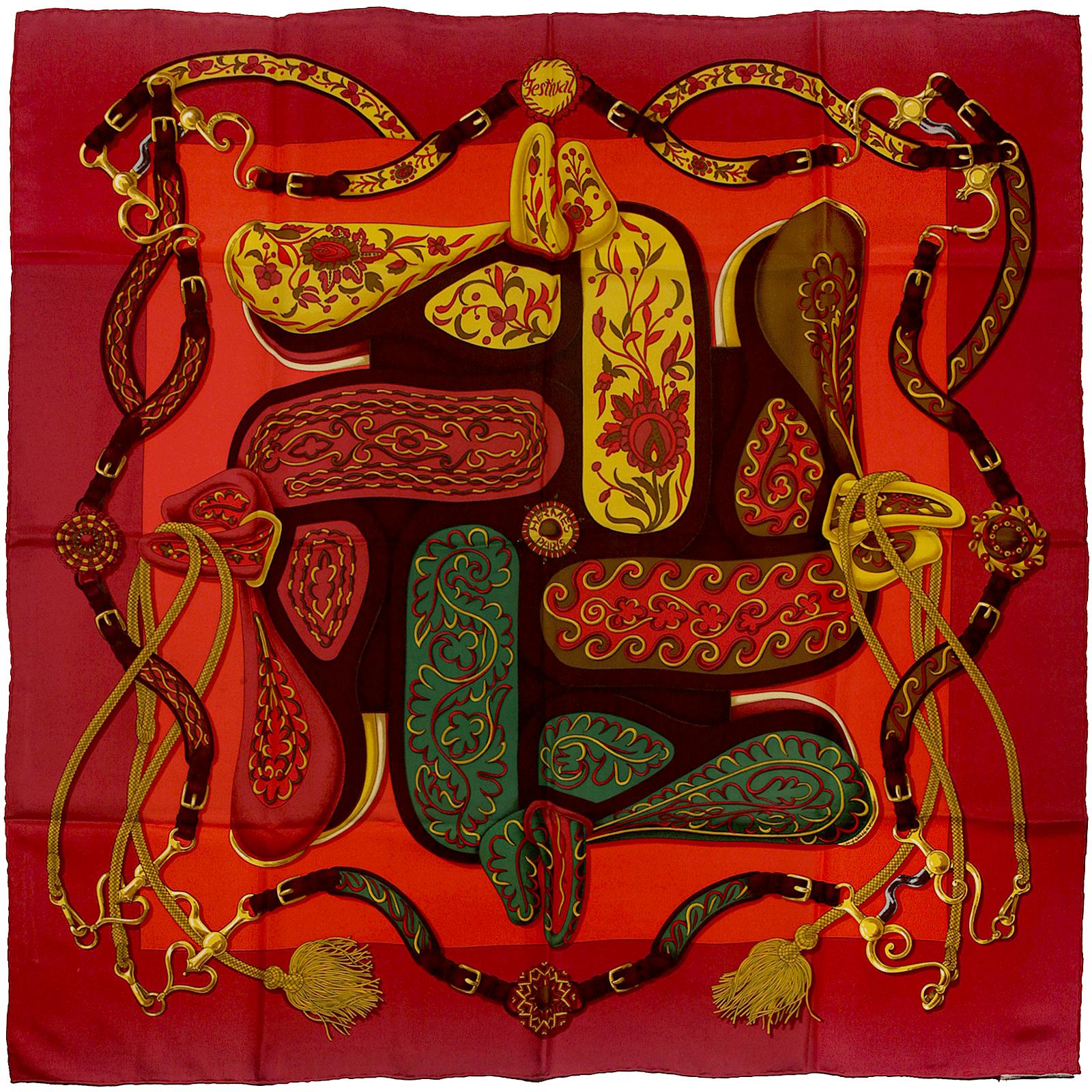 Hermes Scarf "Festival" by Henri d'Origny 90cm Silk | Carre Foulard