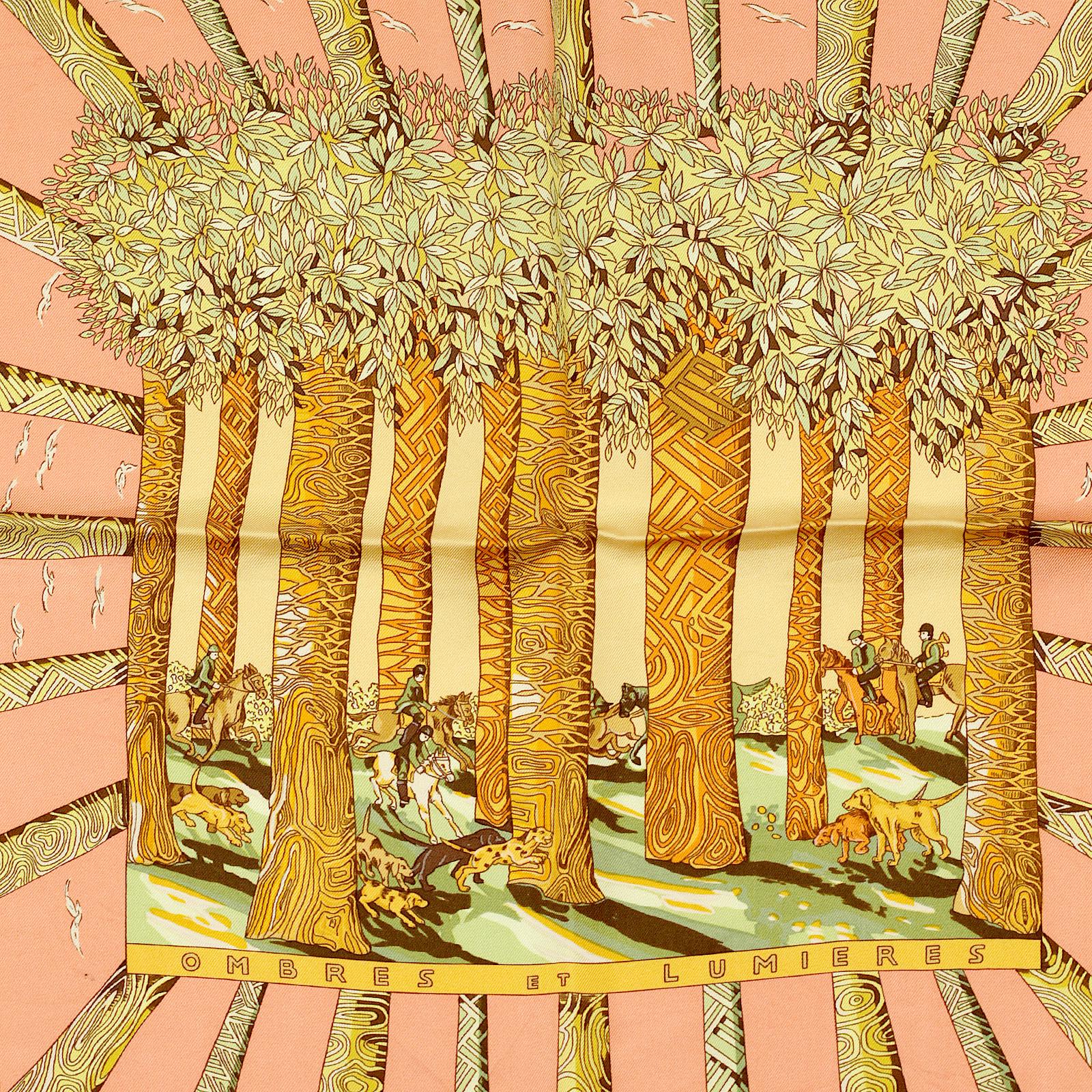 Hermes Scarf "Ombres et Lumieres" by Annie Faivre 90cm Silk