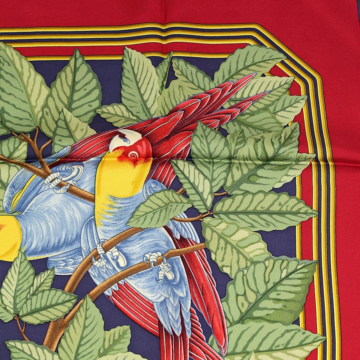 Hermes Scarf "Les Perroquets" by Joachim Metz Vintage 90cm Silk | Carre Foulard
