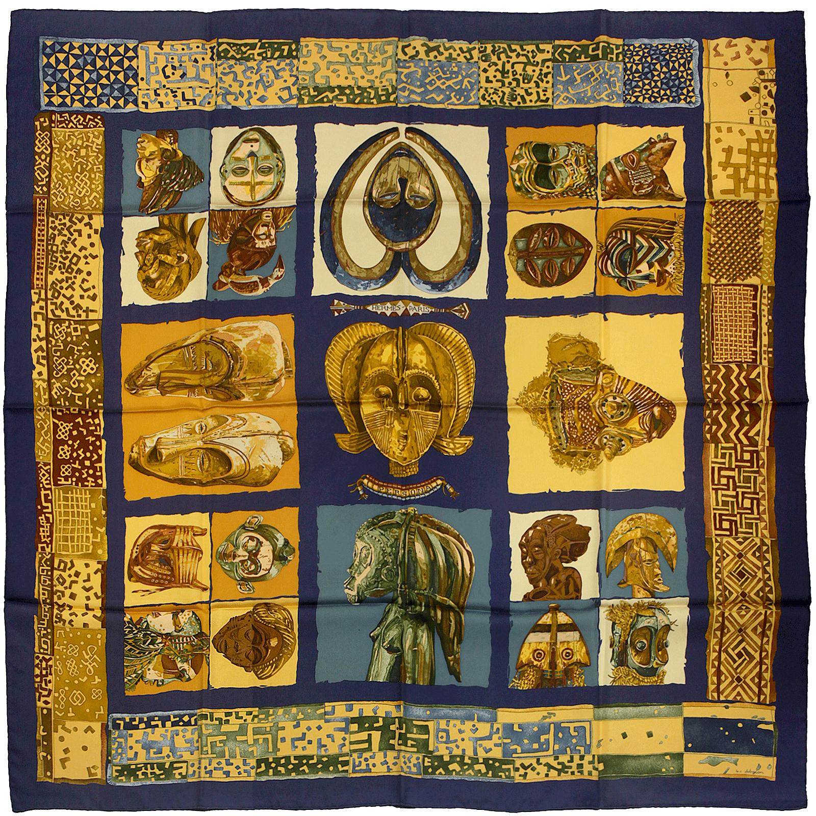 Hermes Scarf "Persona" by Loic Dubigeon 90cm Silk | Carre Foulard