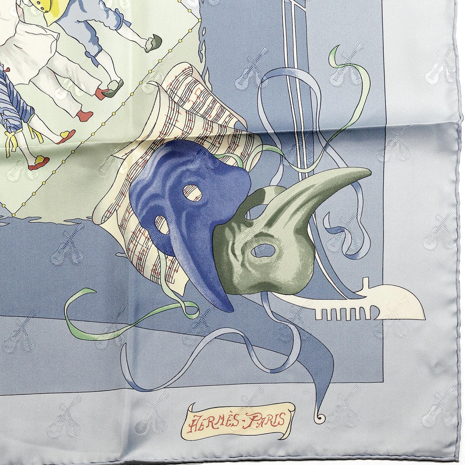 Hermes Scarf Jacquard "Le Carnaval de Venise" by Hubert de Watrigant 90cm Silk | Carre Foulard