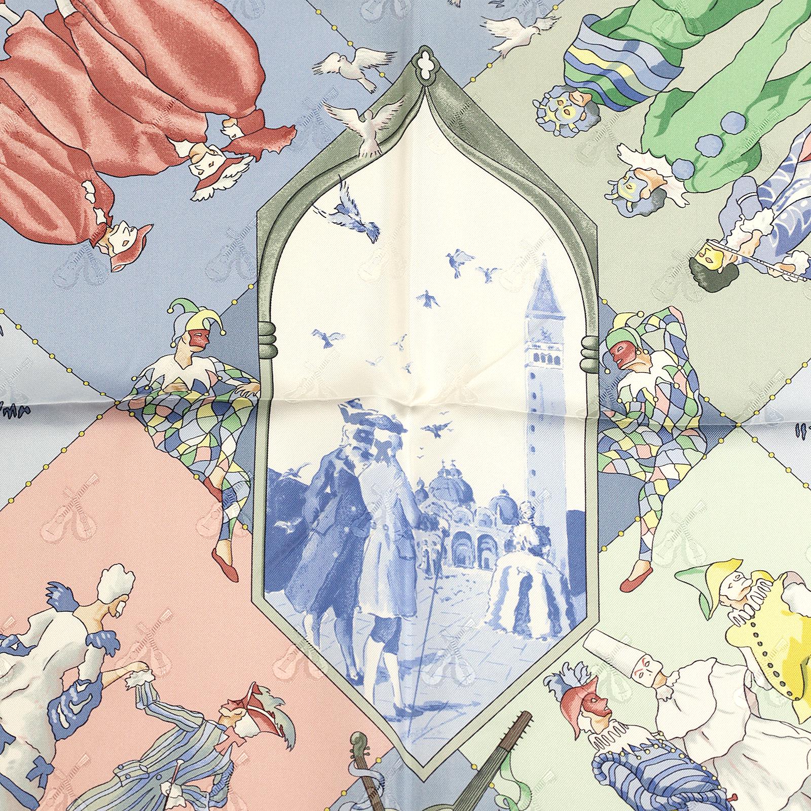 Hermes Scarf Jacquard "Le Carnaval de Venise" by Hubert de Watrigant 90cm Silk | Carre Foulard