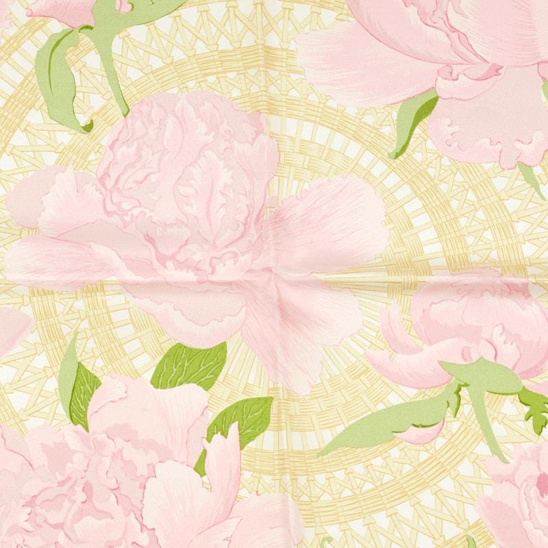Hermes Scarf "Pivoines" by Christiane Vauzelles Vintage 90cm Silk