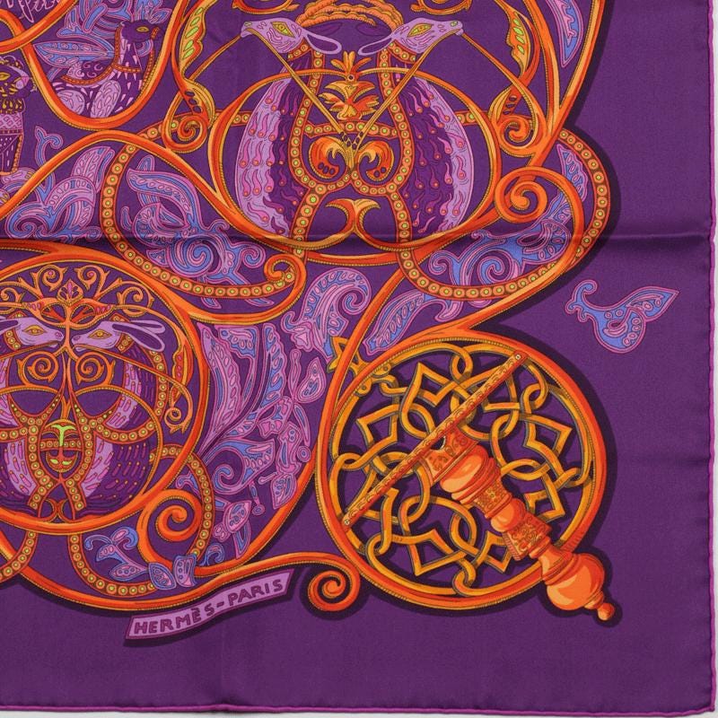 Hermes Scarf "La Charmante aux Animaux" by Annie Faivre 90cm Silk | Carre Foulard