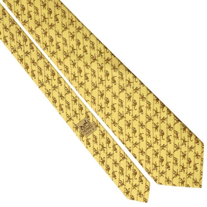 Hermes Men's Silk Tie Whimsical Monkeys Pattern 5417 | Necktie Cravate