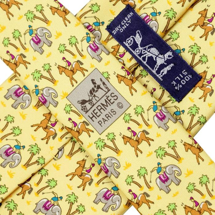 Hermes Men's Silk Tie Whimsical Elephant Jockeys Pattern 5416 | Necktie Cravate