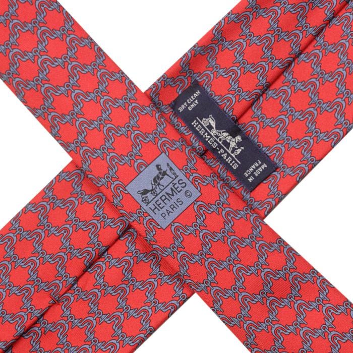 Hermes Men's Silk Tie Equestrian Geometric Pattern 605704 | Necktie Cravate
